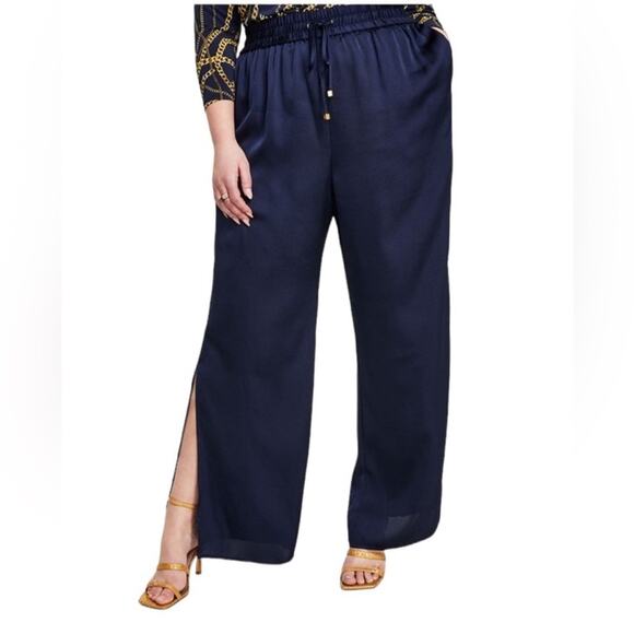 Michael Michael Kors High Side Slit Leg Boho Drawstring Pants NEW Size 0X Plus - Picture 1 of 8